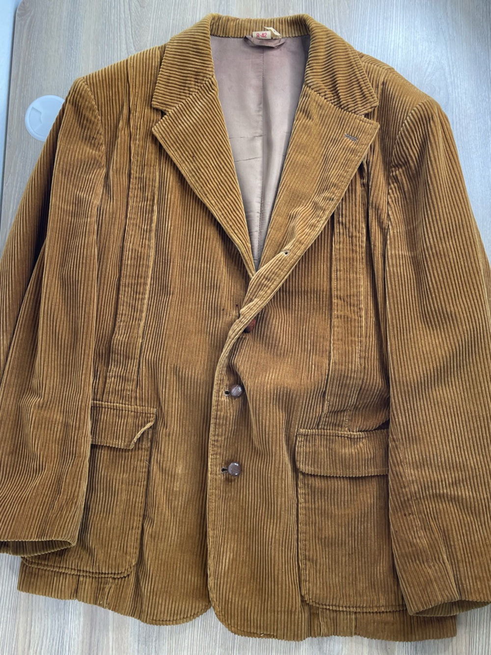 Vintage 70s Wide Wale Corduroy Blazer Men's 42R Brown Japan Made Sport Coat - Picture 5 of 7